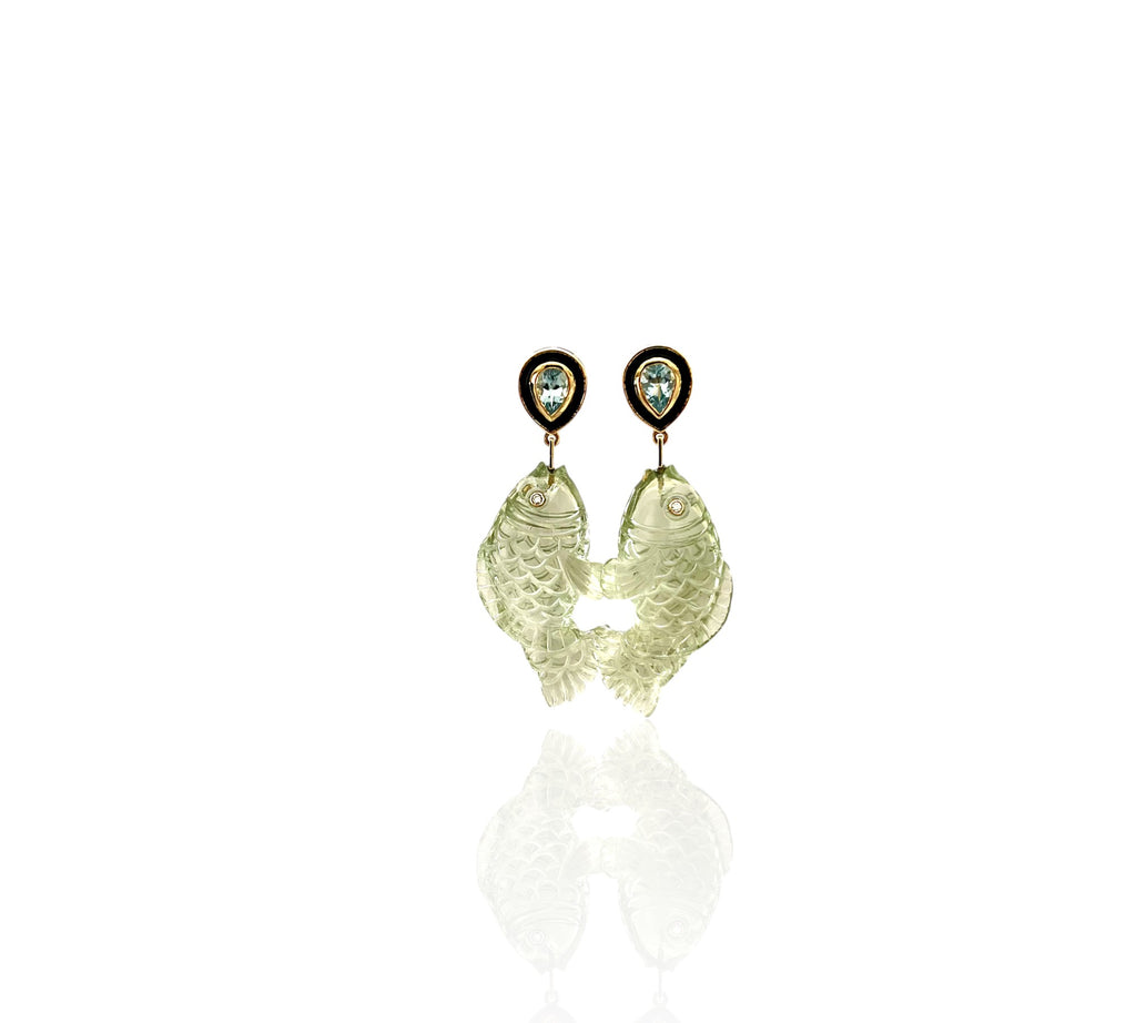 Blaine carved amethyst fish earrings