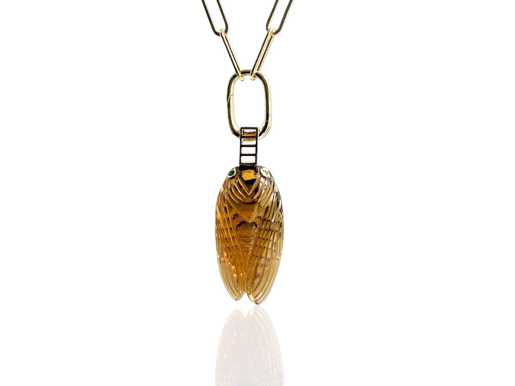 Cicada beer quartz carved pendant