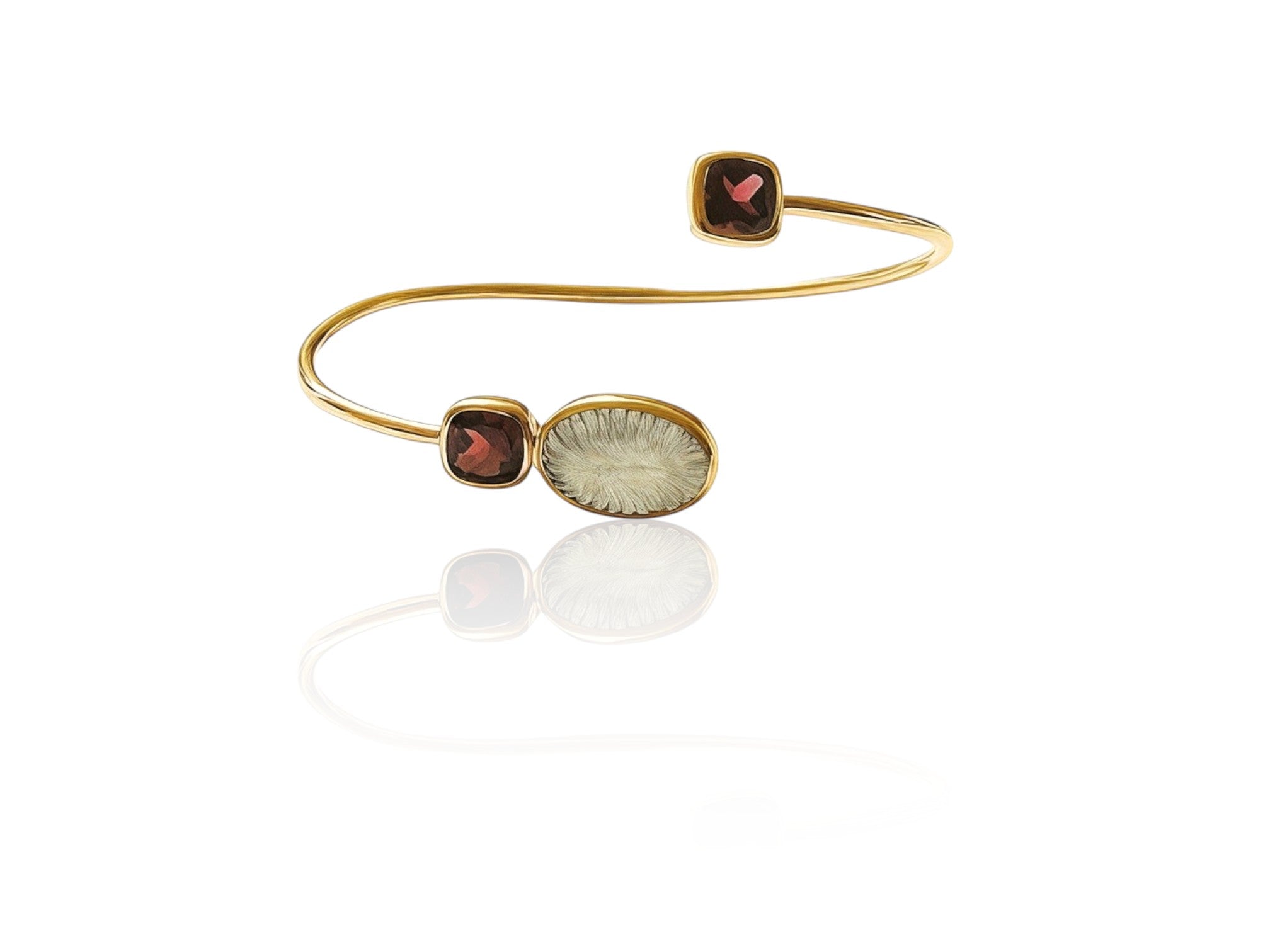 Dickinsonia and garnet wrap bangle
