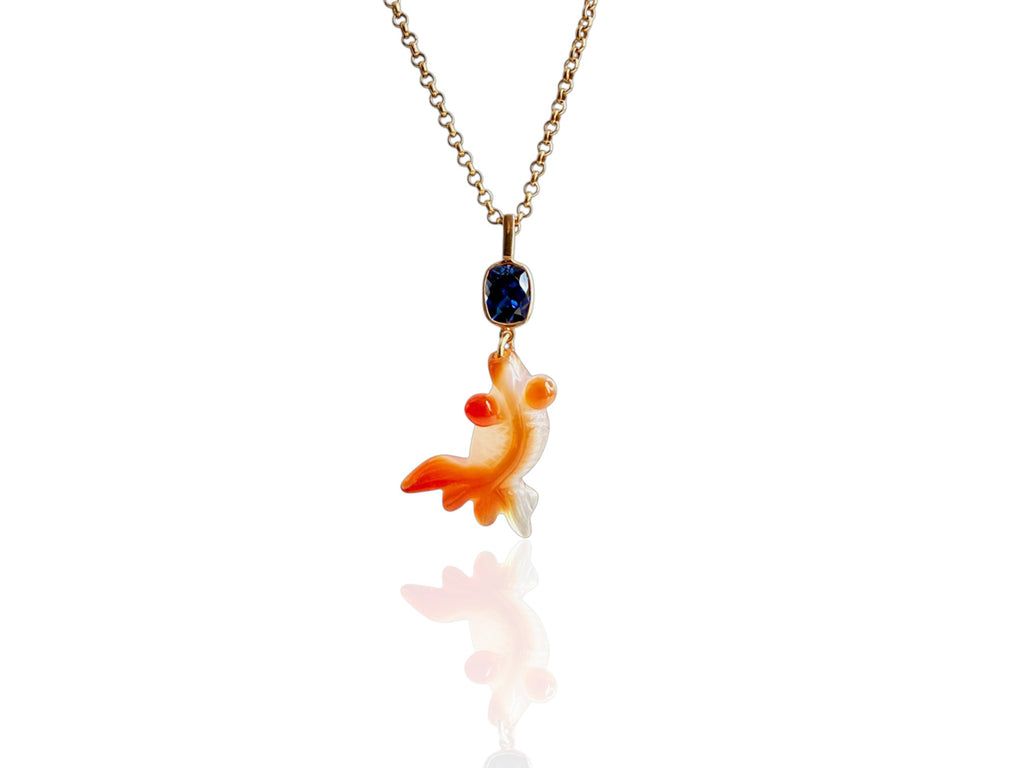 Koi fish agate carved pendant