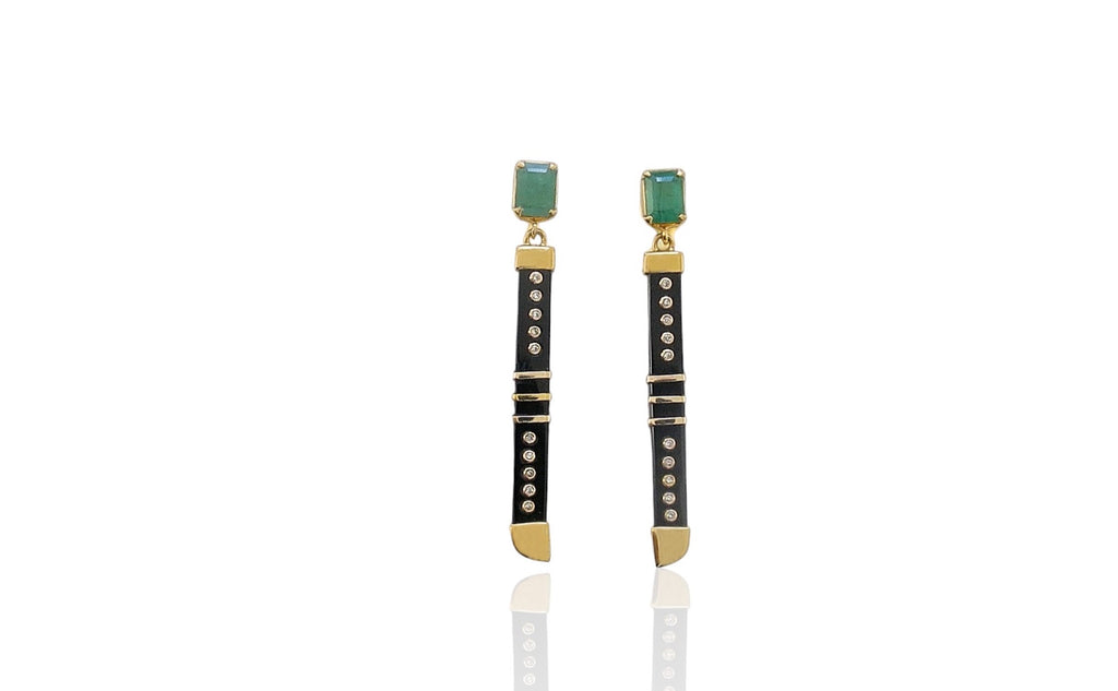 Ouma emerald and diamond studded earrings