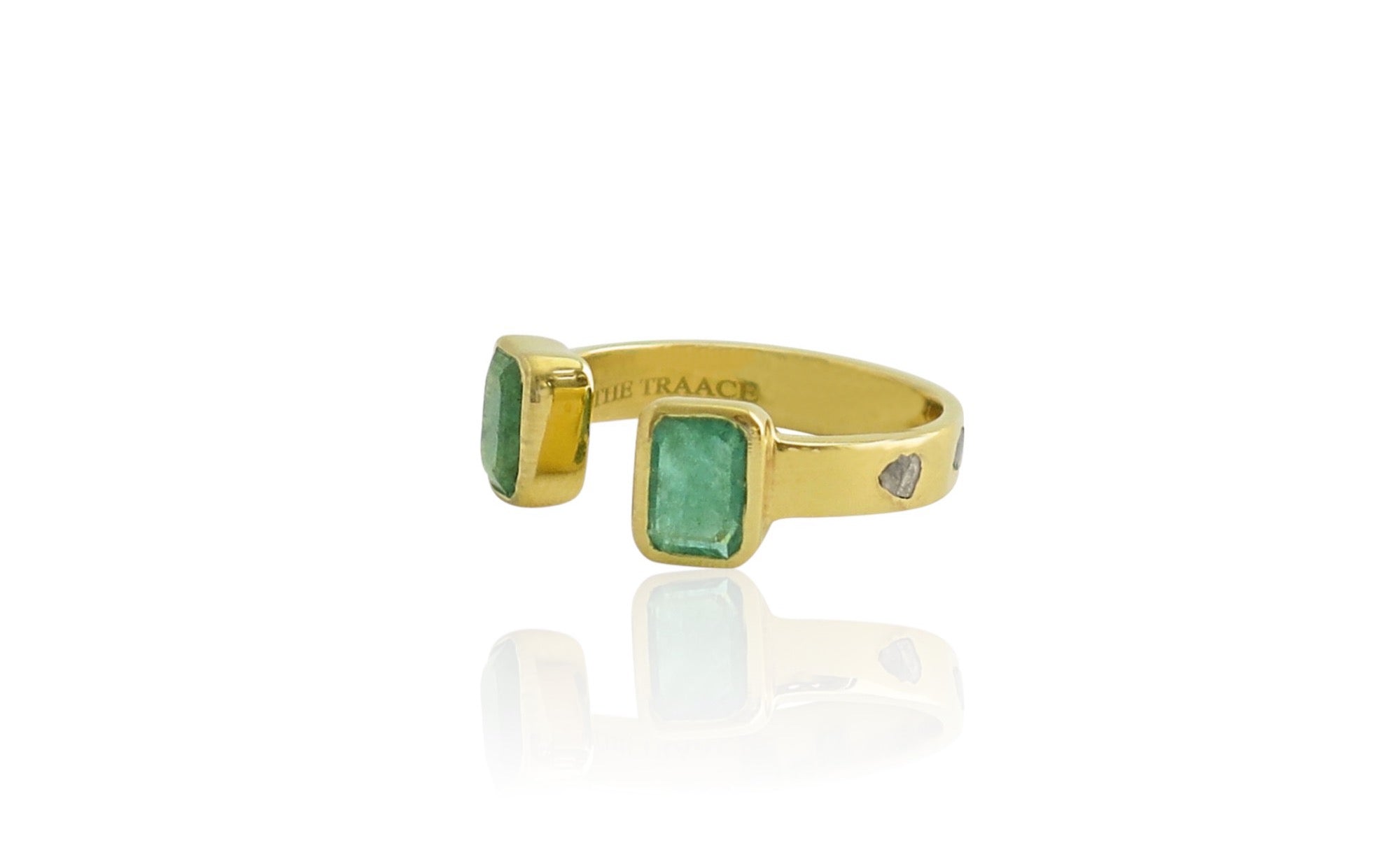 Emerald & polki diamond cuff ring