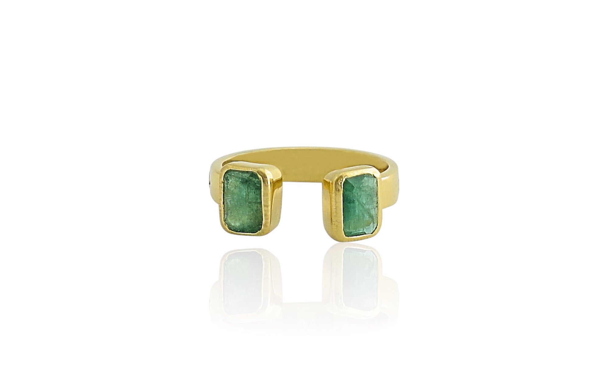 Emerald & polki diamond cuff ring