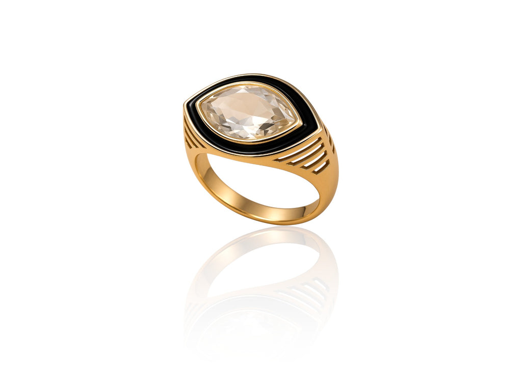 Trilobite eye gold signet ring