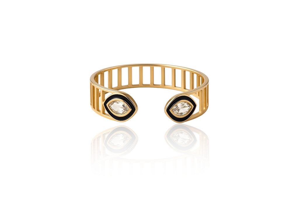Trilobite eye open gold cuff bangle